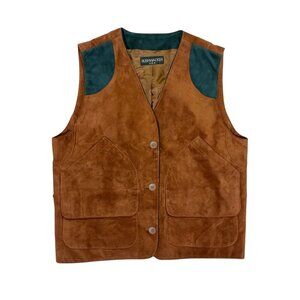 VTG Suede Vest M Pig Leather Two Way Pockets Outdoor Hiking Utility Photography